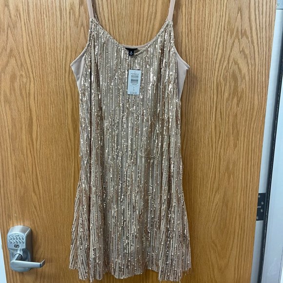 TORRID Size 0 (Large-12) Short Gold Sequin Fringe Party Dress - Picture 1 of 5